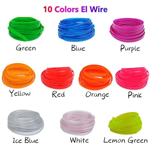 M.best Neon Light El Wire For Automotive Car Interior Decoration With 6Mm Sewing Edge (5M/15Ft, White) #TOP4