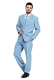 U LOOK UGLY TODAY Men's Party Suit Solid Color Prom Suit for Themed Party Events Clubbing Jacket with Tie Pants Light Blue XL