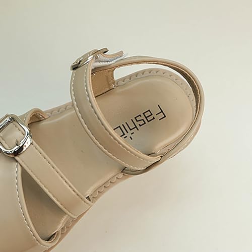 Girls Solid Color Roman 𝐆ladiator Strappy Sandals Buckle Sandal Big Kids Wrapped Head Soft Rubber Low Heels Flat3