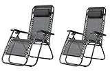 Silla de gravedad cero | Juego de 2 | Textoline resistente | Tumbonas para exteriores y jardín | Silla reclinable y plegable