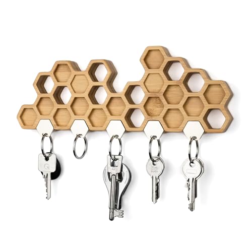 SEQUOIA Portachiavi da parete magnetico in bambù, porta chiavi da muro per casa e ingresso, appendi chiavi a muro moderno, accessori e arredamento casa, regalo casa nuova