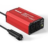 600W Car Voltage Converter Inverter DC 12V to AC 110V Ports Fast Charging Car Charger with Cigarette Lighter Plug with 2 Sockets and 2 USB for Business Trips and Vacation