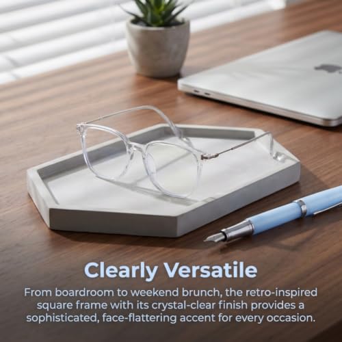 Image of Shiratori Square Blue Light Blocking Glasses for Women Men, Lightweight Frame Anti Eyestrain Computer Glasses