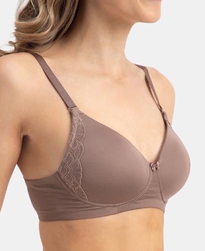 Image of Jockey 1816 Women Wirefree Padded Soft Touch Microfiber Elastane Stretch Full Coverage T-Shirt Bra with Lace Styling