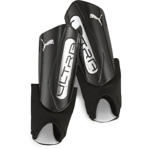 PUMA Unisex Ultra Light Ankle Strap Soccer Shin Guards, PUMA Black-PUMA Silver SS25, X-Large by PUMA - Used condition - US$12.71