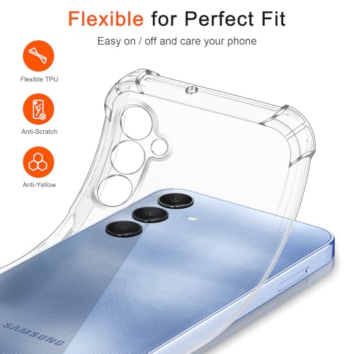 Image of Lustree Back Cover Transparent Case Compatible with Samsung Galaxy A25 5G | Clear + TPU Case with 4 Corner Air Cushion Protection & Camera Protection | Slim& Stylus Cover