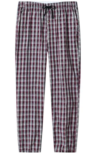 MoFiz Mens Pajama Bottoms Cotton 3 Pack Lounge Pants Set with Pockets Drawstring Plaid Pjs Bottoms Sleepwear with Button Fly3