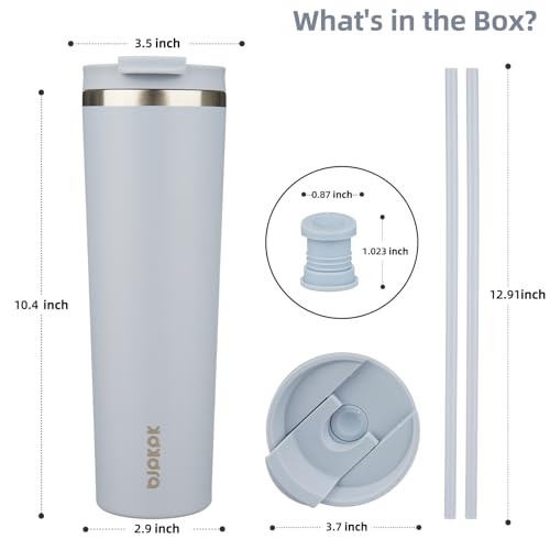 Image of BJPKPK 34oz Coffee Tumbler with Straw, Insulated Stainless Steel Cup