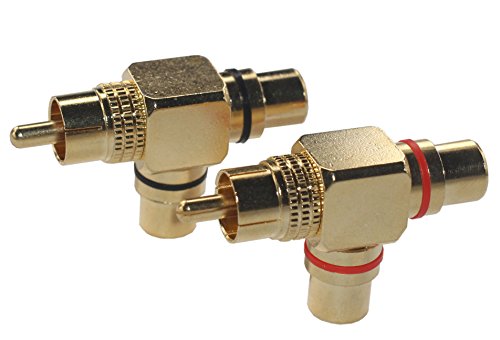 Adaptador RCA macho a 2 RCA hembra ángulo recto x2 miniatura 1