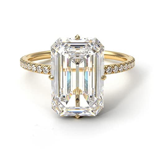 Caratyogi Bague Halo Cachée Plaqué Or Jaune 18K Zircon Blanc Pierre Émeraude Bague de Fiançailles Bague De Mariage Bague pour Femmes et Filles Taille 69 Cover