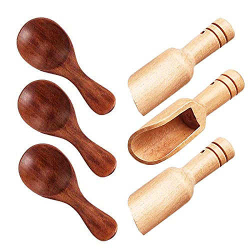 Small Wooden Salt Spoon,Wood Spoon with Short Handle, Perfect for Small Jars of Jam, Spices, Condiments, Seasoning, Sugar, Honey, Coffee, Tea, Mustard, Ice Cream, Milk Powder