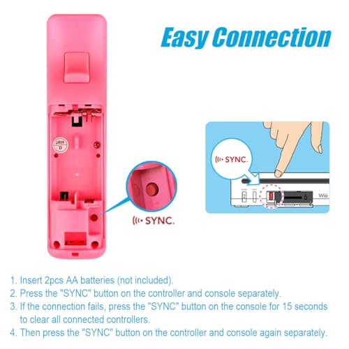 Image of TIANHOO Remote Controller for Wii & Wii U | with Silicone Case and Wrist Strap, 2 pack (Pink & Blue)