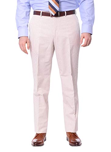 Emigre 38R Men's 100% Cotton Tan Striped Seersucker Suit #TOP2