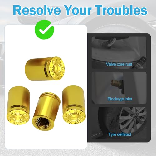 4pcs Waterproof Dust Caps for Car and Bike Tyre Valve – Universal Tire Valve Stem Covers, Black Replacement Tyre Caps with Airtight Seal, Bullet Shell Shape Design for Cars and Bikes - Image 4