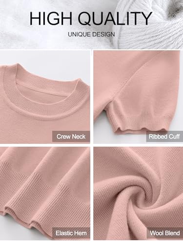 Image of ANRABESS Womens Short Sleeve Sweaters Wool Blend Crew Neck Sweater Shirts Business Casual Work Tops 2026 Summer Outfits