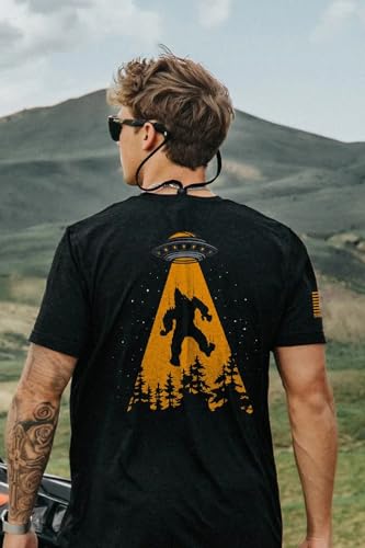 Nine Line UFO Squatch Triblend T-Shirt - Unisex Patriotic Shirt - Dropline Logo and American Flag on Sleeve2