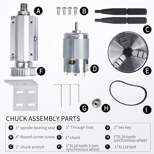 RATTMMOTOR Conjuntos de eixo de mandril de torno multifuncional sem alimentação 895 Motor Rotary Lat