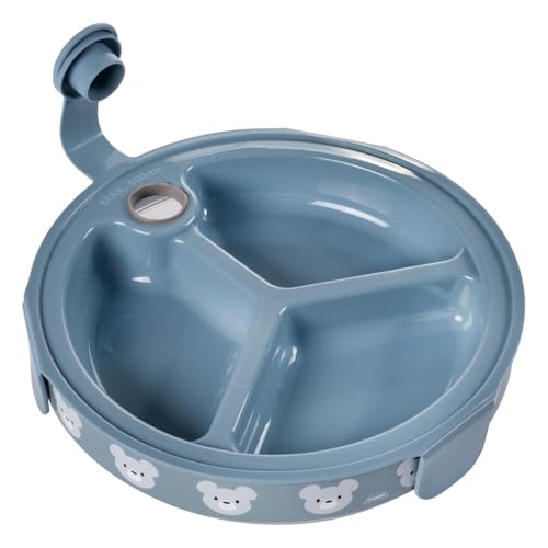 Kit Introdução Alimentar 3 Peças Caneca com Canudo Prato Térmico 3 Divisórias Ventosa e Trava e Port