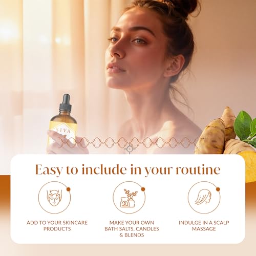 Image of Siva Turmeric Essential Oil 4 Fl Oz - for Diffuser, Skin & Hair Care - Ideal for Massage & DIY Blends- with Dropper