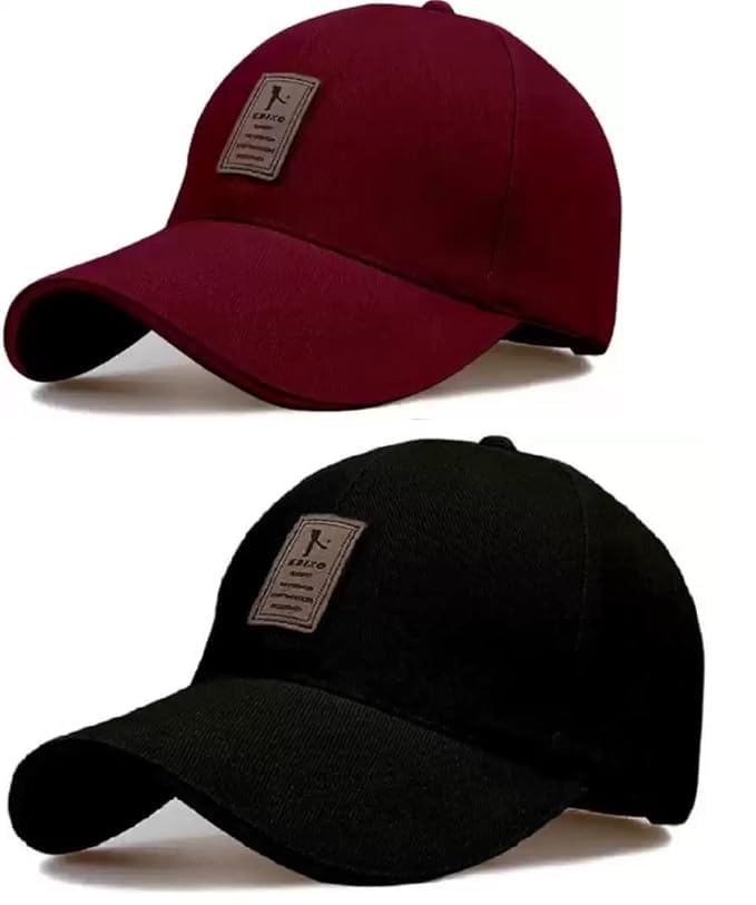 Acrylic Brand A Adjustable Unisex Cap Quick Drying Sun Hat for Activites Sports Baseball Hat for Men and Women Freesize (Pack of 2) Multicolour Free Size-image-27