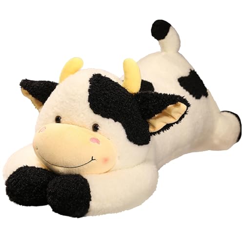 Oreiller de vache en peluche lesté contre l'anxiété grand doudou 35 pouces avec zip