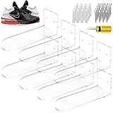 Prolee 8 Sets Floating Shoe Shelves for Wall, Clear Acrylic Shoe Display for Sneakers Extra Thick wi