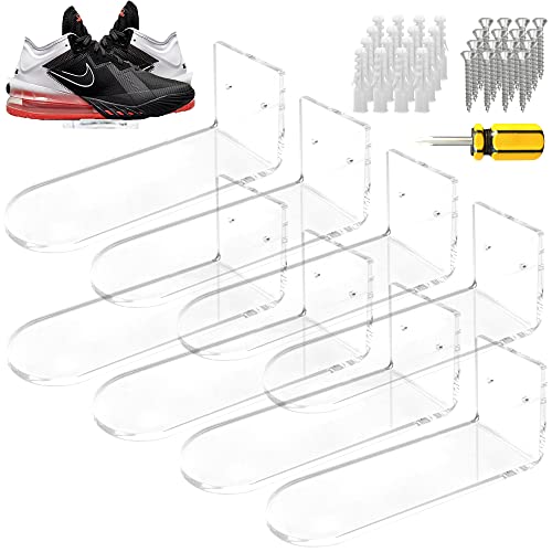 Prolee 8 Sets Floating Shoe Shelves For Wall, Clear Acrylic Shoe Display For Sneakers Extra Thick With Screws And Anchors #TOP10