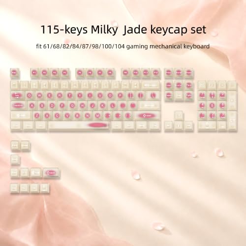 Image of dagaladoo Beige Jade keycaps Clear, Translucent Jelly PC Keyboard caps,Frost Shine Through keycap Set,115-keys Cherry Profile Custom keycap for 60% 65% 75% 100% Cherry Gateron MX Mechanical Keyboard