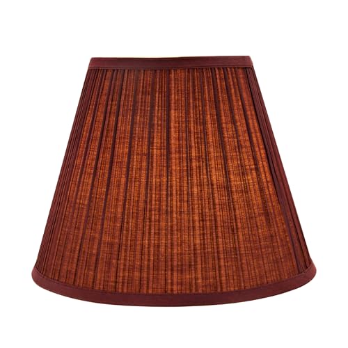 Image of Aspen Creative 33052, Hardback Empire Transitional Spider Lamp Shade, Mushroom Pleated Burgundy, 7 inch Top x 13 inch Bottom x 10 inch Slant