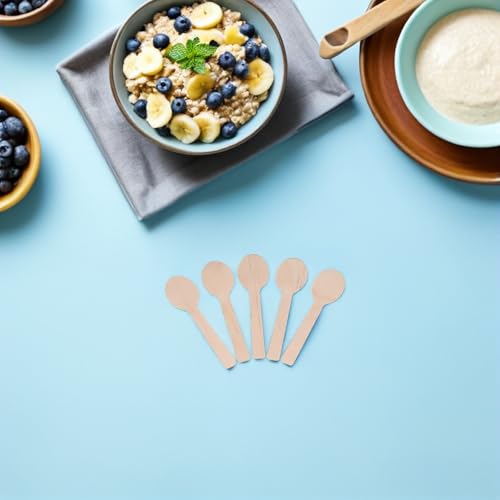 Cucharas desechables de madera pequeñas para catering artesanal y mesas de postres 7