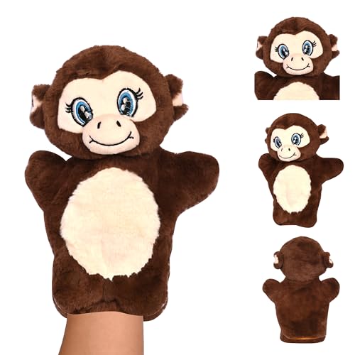 Image of Besties Monkey Hand Puppets for Kids - Soft Hand Puppets for Kids, Story Telling Puppet for Kids, Hand Puppet Toy, Plush Animals Hand Puppet Toys, Fun Play Learning Toys - Brown (Monkey)