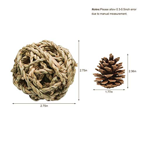 10 Pcs Small Animals Play Balls Rolling Activity Chew Toys Gnawing Treats For Rabbits Guinea Pigs Chinchilla Bunny Natural Balls, Pet Cage Entertainment Accessories(10Pcs) #TOP1