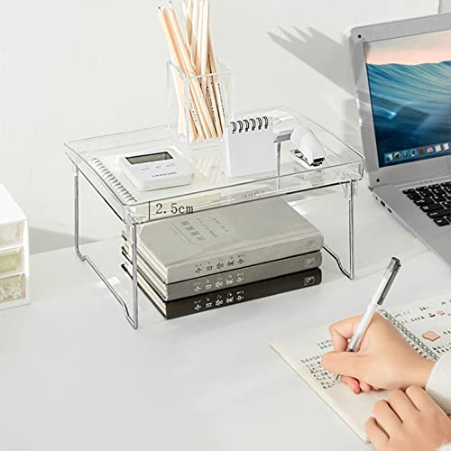 Betued Transparent Kitchen Shelves, Stackable Countertop Storage, Folding Shelf Organizer, Plastic Tabletop Rack - Image 2