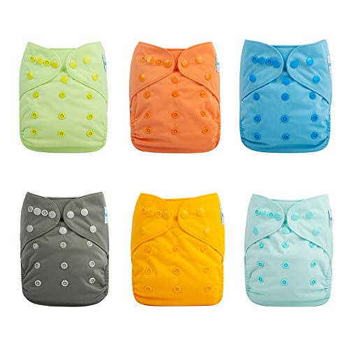 Babygoal Cloth Diaper Covers For Fitted Diapers And Prefolds With Double Gusset,Adjustable Reusable For Baby Boys, 6Pcs Covers+One Wet Bag 6Dcf06 #TOP3