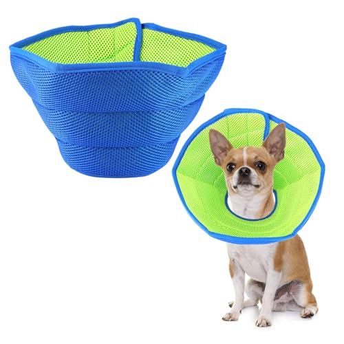 QWORK® Dog Cone Collar After Surgery, Breathable Pet Neck Soft Cone, Adjustable Pet Protective Neck Cone, for Dogs Cats