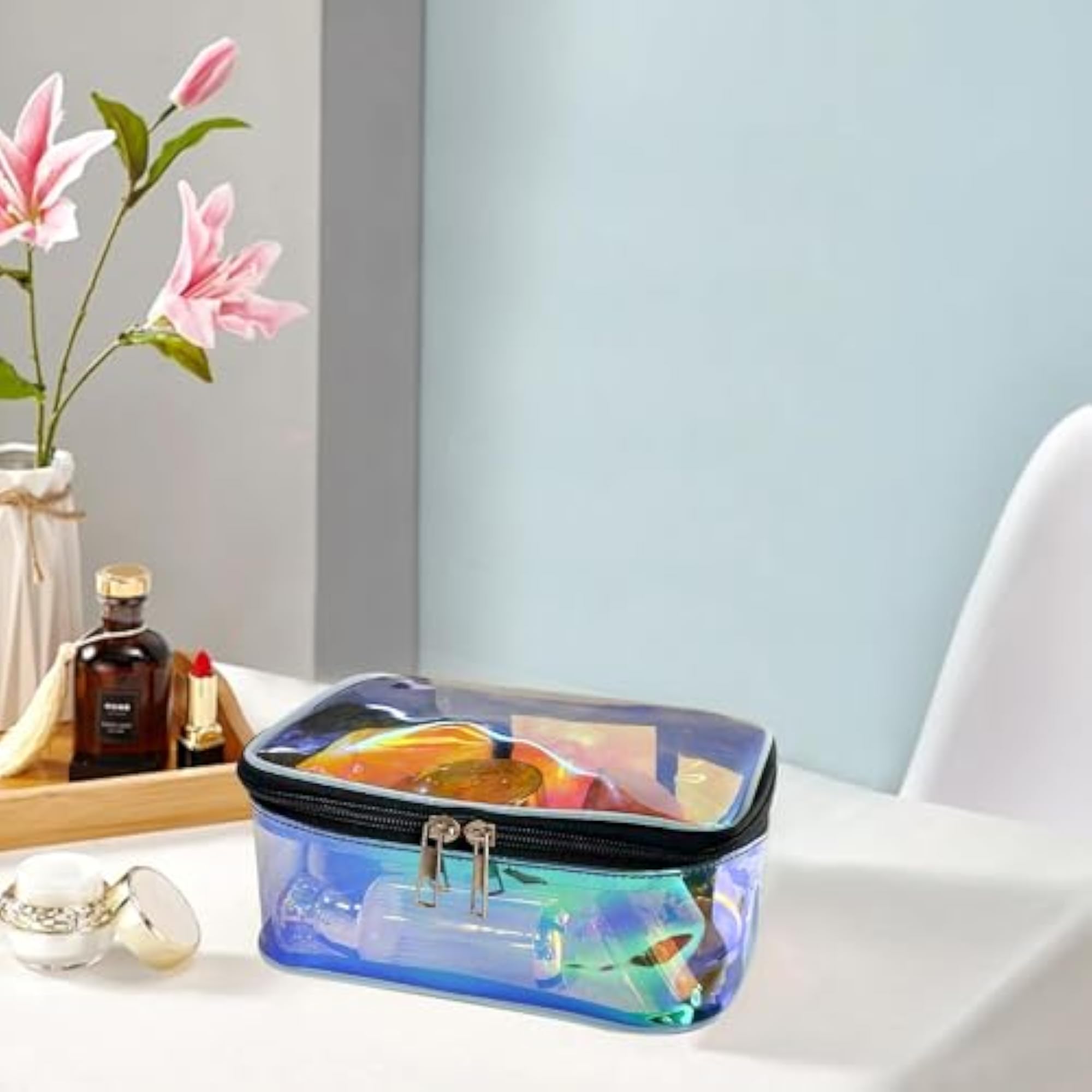 Holographic Clear Cosmetic Travel Pouch, Pack of 2