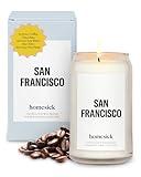 Homesick Scented Candles for Home (San Francisco) - 13.75 oz Long-Lasting Soy Wax Jar Candle for Women & Men for All Occasions, 60-80 Hours Burn Time - Notes of Coffee & Chocolate