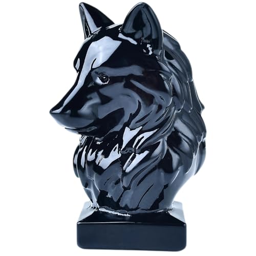 Estatua de lobo de obsidiana negra 3.15 pulg escultura de cristal miniatura 1