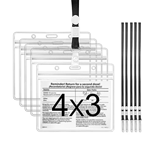5 pack cdc vaccination card holder 4x3 , waterproof type resealab…