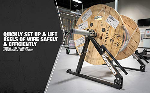 Southwire Mj-707 Maxis Jax Cable Spool Jack Stands, Pair Of Foldable Jack Stands, Lifts Reels Up To 3000 Lbs., Easy One-Man Operation, Fits Reels Up To 48 Inches Tall; Must Use A 1-1/2" To 2" Rigid Pipe For An Axle (Not Included) #TOP26