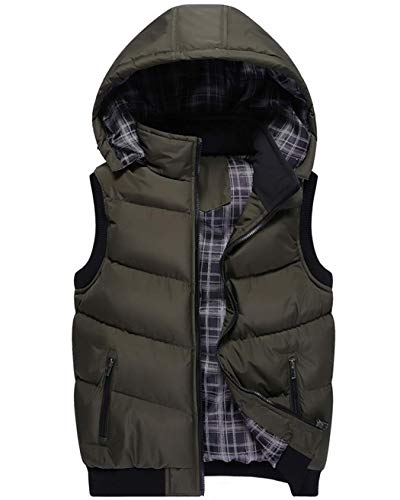 Vcansion Winter Puffer Padded Hooded Quilted Vest for Women Army Green US 2XL/Asian 5XL