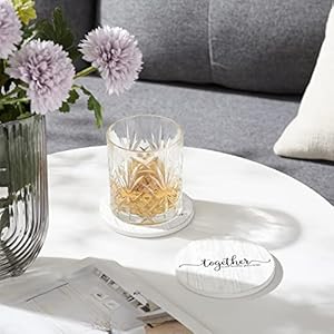 Coasters for Drinks, Set of 6 Absorbent Drink Coasters with Holder, Farmhouse Style Ceramic Drink Coasters with Cork Backing for Table Protection, Housewarming Gifts for New Home Coasters for Drinks Set of 6 Absorbent Drink Coasters with Holder Farmhouse Style Ceramic Drink Coasters with Cork Backing for Table Protection Housewarming Gifts for New Home