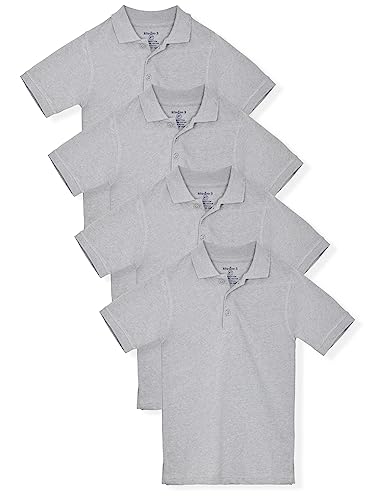 Studio 3 Boys 4-pack School Uniform Short-Sleeve Pique Polo Shirts (Remote Heather Gray)