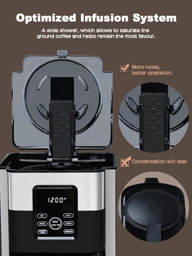 Homtone-Coffee-Maker-12-Cup-Programmable-Drip-Digital-Coffee-Machine-Brew-Strength-Control-Coffee-Maker-for-Hot-Coffee-Stainless-Steel-Anti-drip-Coffee-PotLCD-Touch-Screen-Reusable-Filter-1000W