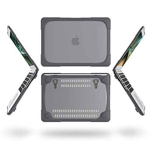 Mektron[Heavy Duty][Snap On][Dual Layer] Rubberized Hard Case Cover For Macbook Pro 15 Inch With Retina Display Model A1398 (No Cd-Rom Drive,No Touch Bar) (Gray) #TOP4