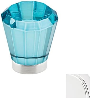 Emtek 86538 Brookmont Series 1-1/4 Inch Diameter Cyan Crystal Designer Cabinet K, Polished Chrome