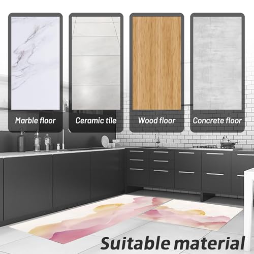 Juego de alfombras de cocina de 2 piezas, tapete de 50x80cm y 50x120cm diseño montañas 6