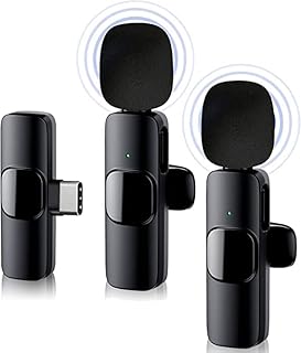 iZEN Mini Wireless Lavalier Microphone for Type-C port Phones, Plug-Play Wireless Lapel Mic with 2 Microphones for USB-C Android Phone Video Recording, Interview, Vlog, Auto Sync and Noise Reduction