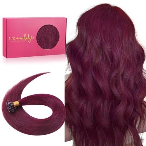 WENNALIFE U Tip Hair Extensions 20 Inch Light Burgundy