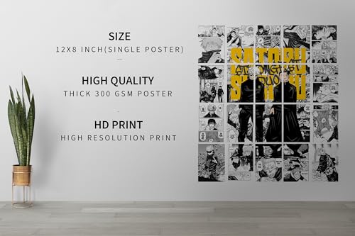 Image of VEENSHI Set of 20 gojo and geto posters jujutsu kaisen wall posters anime posters - 12x8 inch - 300 GSM poster